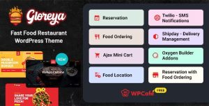 Gloreya – Food Ordering & Delivery Restaurant WordPress Theme 2.0.8